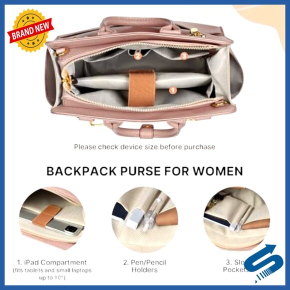 PU Leather Convertible Backpack Purse 4-in-1 Design with Removable Strap